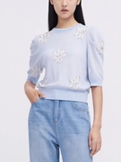 ellassay歌力思2023夏季提花，钉珠棉感针织衫女ewe342m05600