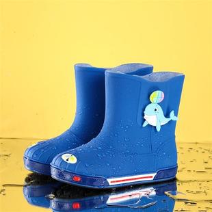 宝宝雨鞋男童女童胶鞋儿童雨靴加绒保暖水靴小童海豚卡通水鞋