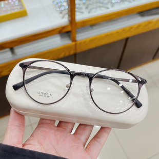 超轻塑钢茶色眼镜框复古圆框防过敏防滑鼻托近视配有度数眼睛男女