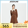 jessyline2021冬季杰茜莱时尚，印花收腰连衣裙144211257