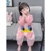 日本女童连体睡衣春秋可爱小童公主中小童儿童卡通宝宝女孩家居服