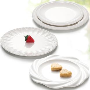 凯柏雅密胺盘子塑料圆盘白色仿瓷，餐具酒店餐厅炒菜盘火锅盘子商用