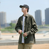 日系cityboy廓形衬衫外套男高级感vintage军绿色工装复古衬衣外穿