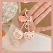 小猪钥匙扣材料包可爱(包可爱)樱桃粉色，手工diy毛线编织孕期打发时间