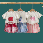 女宝套装儿童夏天穿的衣服女童两件套女宝宝婴儿短袖夏服纯棉夏装