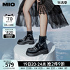 MIO米奥冬季靴子袜靴女酷飒弹力靴真皮后拉链瘦瘦靴钻链短靴