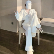 卫衣套装女春季2024年高级感小香风时尚休闲白色运动服两件套