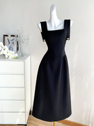 黑色复古连衣裙女夏季长裙小众设计高级感气质赫本风吊带礼服裙子