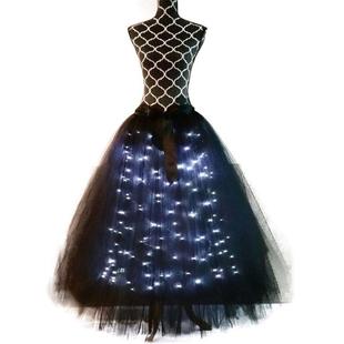 LED成人带灯半身裙网纱电音节发光长裙led灯tutu欧美纱裙派对长裙