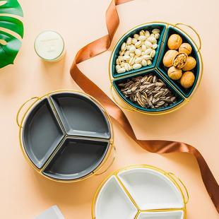 创意北欧陶瓷分格果盘干果盒水果盘拼盘下午茶，坚果点心盘餐具摆件
