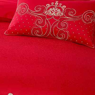大红婚庆四件套刺绣结婚床上用品六件套18m床八件套十件套多
