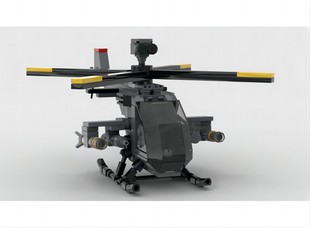 moc积木直升飞机军事武装侦察机兼容乐高拼装玩具摆件救援战斗机