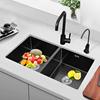 日式304不锈钢厨房水槽双槽家用手工洗菜盆洗碗池，大洗菜池台下盆