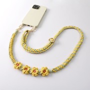 杰米波西米亚手工编织手机绳，斜挎可调节斜跨花朵，菊花小雏菊手机链