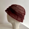 真丝褶皱女士酒红色深蓝色包头帽(包头帽)堆堆，帽洋气透气小帽檐遮白发帽子