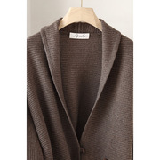 APCSHOP秋冬季 简约针织宽松女士蝙蝠袖纯色开衫纯山羊绒外套
