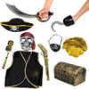 万圣节道具加勒比海盗配件海盗，帽望远镜眼罩面具号角罗盘玩具套装