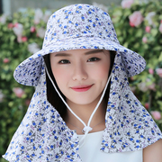 夏季女防紫外线遮阳帽太阳帽，骑车防风帽防晒遮脸帽子布帽采茶帽