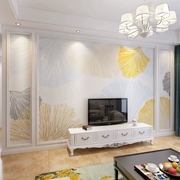 北欧风格银杏叶电视背景墙壁纸现代简约客厅沙发影视墙布卧室壁画