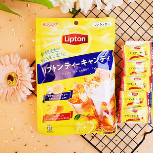 日本进口零食春日井lipton立顿糖果袋装柠檬红茶奶茶味水果小硬糖