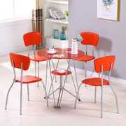 洽谈桌休闲桌子简约现代钢化玻璃圆形餐桌时尚小圆桌餐台椅组