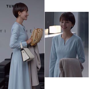 袁泉同款连衣裙高级感小个子，春装正式场合，高端别致裙气质名媛