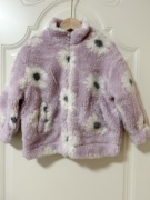 7秒家紫色小花毛毛衣女宝外套 女孩秋冬款外套洋气外套保暖上衣服