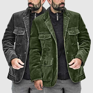 2023冬季跨境外贸男装外套休闲时尚西装上衣通勤男式夹克外套