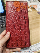 泰国原产女款钱包单骨红色鳄鱼背骨手包凯门两折长款钱夹