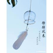 日式透明玻璃风铃挂饰diy材料包户外(包户外)阳台幼儿园手绘铃铛