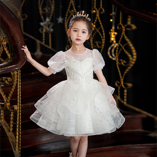 女童礼服公主裙儿童，高端花童婚纱轻奢小众，小女孩主持人钢琴演出服