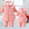 婴儿冬季加绒加厚棉衣两件套装，0-1岁2女童女，宝宝衣服冬装棉袄外套