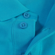 短袖POLO领衫夏季款男女潮流商务休闲纯色翻领纯棉长袖T恤湖蓝色