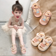 夏季女宝宝凉鞋0一1-2-3岁小童公主透气婴儿防滑软底学步鞋子