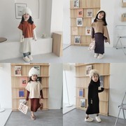 2021冬季女童针织高领毛衣长(毛，衣长)款，连衣裙裙儿童长款打底毛线裙