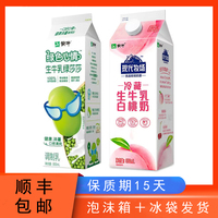 蒙牛生牛乳绿莎莎，鲜牛奶950ml盒装绿色心情，绿豆鲜奶调制乳白桃奶