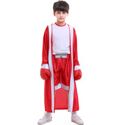 万圣节服装两色儿童，运动服红蓝拳击手儿童拳击，比赛服装摄影服装