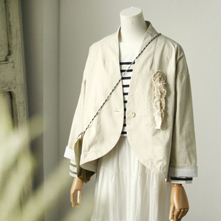 日本nop天鹅家少量一粒扣全棉，蝙蝠袖设计感外套日系休闲西装女装