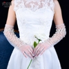 优拉潘 婚纱手套新娘结婚礼服长款露指珍珠纱镂空婚纱配饰品 VM02