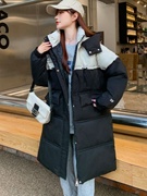大码女装羽绒服中长款冬季韩版宽松显瘦加厚白鸭绒(白鸭绒)面包服外套