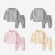 婴儿毛衣秋冬男女宝宝，针织衫套装纯棉新生儿，衣服男童女童线衣外套
