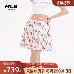 MLB女款运动休闲短裙修身百褶裙满印老花套装23夏季3FSKM0133