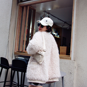 毛毛羊绒外套女中长款2021冬季韩版羊羔毛大衣宽松时尚开衫