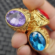 冰种10色锆石蛋形玉石，戒指炫彩宝蓝红天蓝紫色，戒指男女同款玉戒指
