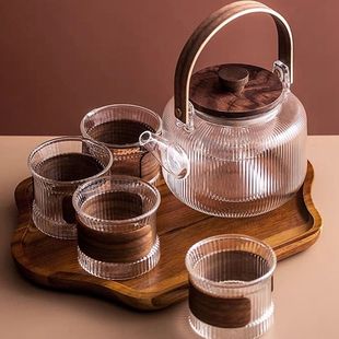 花草水果茶壶下午茶壶煮茶壶泡茶壶，耐高温玻璃咖啡壶家用茶壶套装