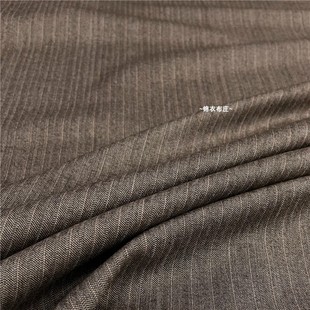 日本进口咖啡色英伦风色织条纹，精纺羊毛西装马甲裤子手工装布料