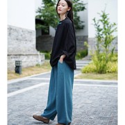 宽松瑜伽服棉麻套装禅意复古亚麻打坐服秋冬太极禅服运动休闲女厚