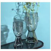创意人脸艺术花瓶摆件客厅插花玄关餐桌玻璃装饰北欧工艺品