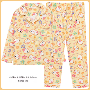 hellokitty睡衣春秋季女款梳织纯棉长袖可爱卡通家居服套装薄款夏