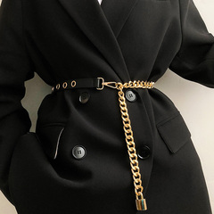 西装设计感金属黑色免打孔腰带